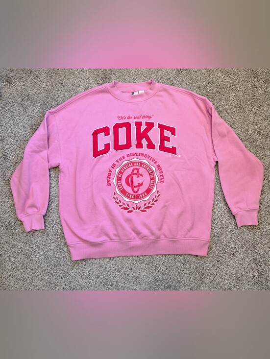 H&M Tops - H&M Divided Coca-Cola Pink Graphic Crewneck Sweatshirt Size M
